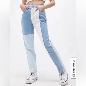 Pacsun Eco Tricolor High Rise Patchwork Denim Mom Jean